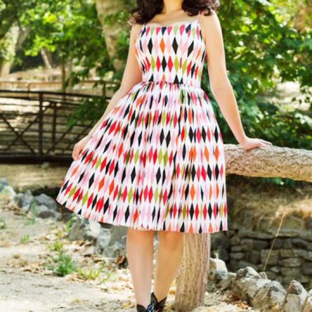 NWOT EUC Pinup Couture Jenny Harlequin Dress Medium